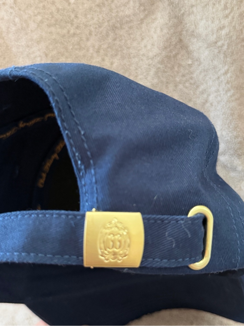 Navy Blue Baseball Cap with Gold Key Emblem - Picture 3 of 4